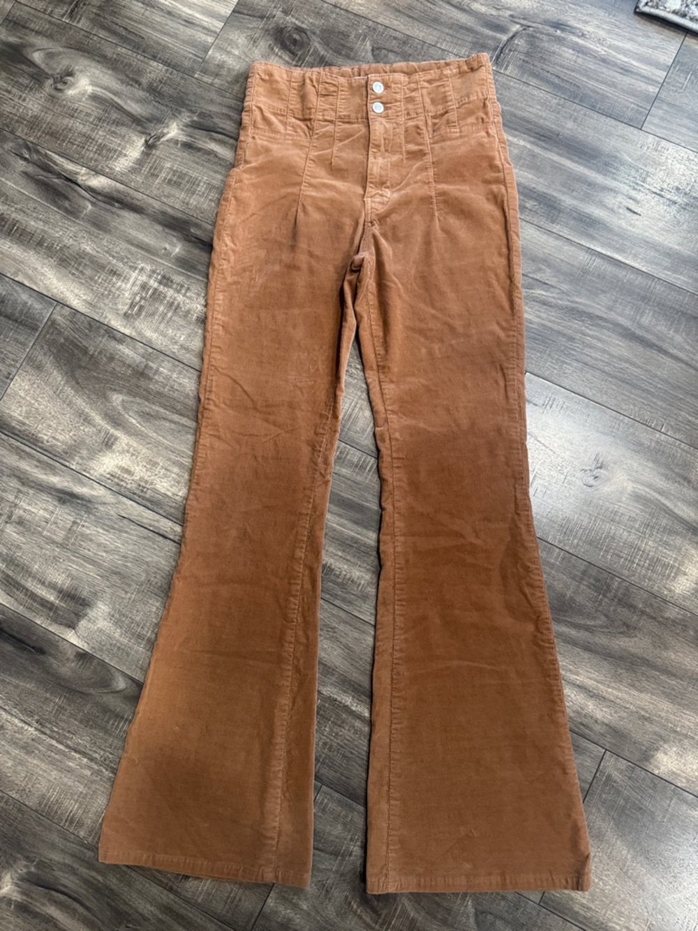 Free People Jayde Corduroy Flare Pants Size 27 High Rise Cognac Orange